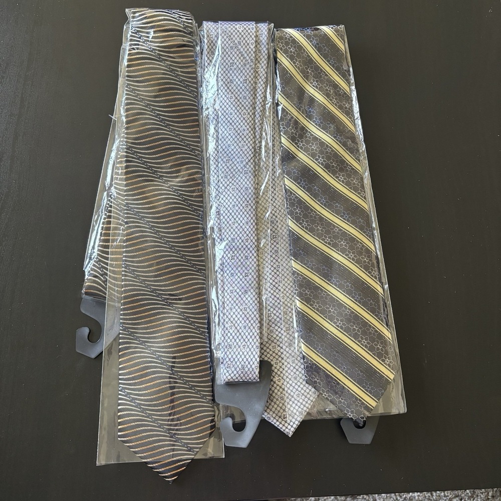 FX Fusion Dress Ties‎ Neck Ties Lot Of 3 NEW BLACK GOLD SILVER ETC